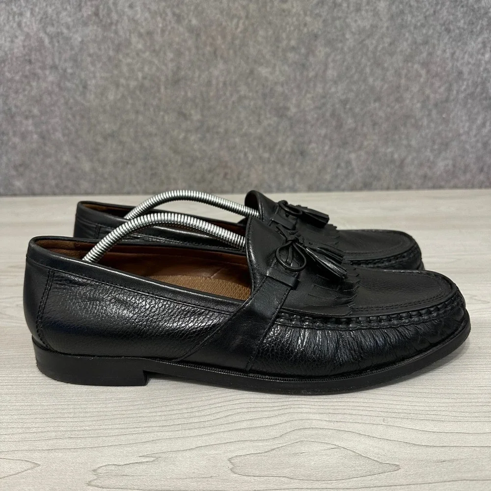 Johnston & Murphy Aragon II Loafers Mens 12 Black Kiltie Tassel Leather Dress